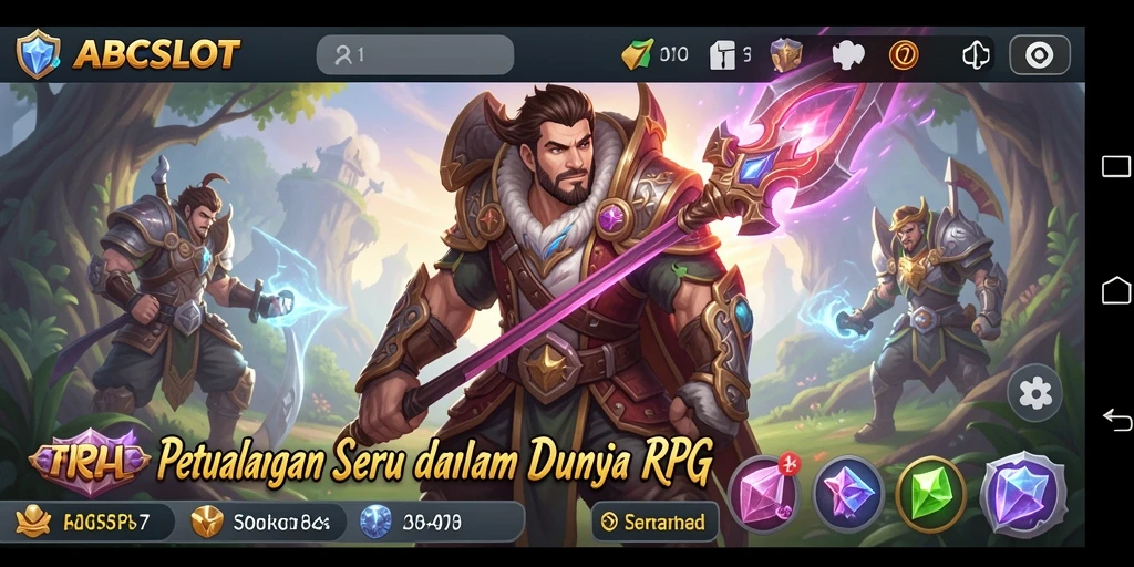 Tangkapan layar gameplay RPG yang menampilkan pertempuran epik dalam ABCSLOT.