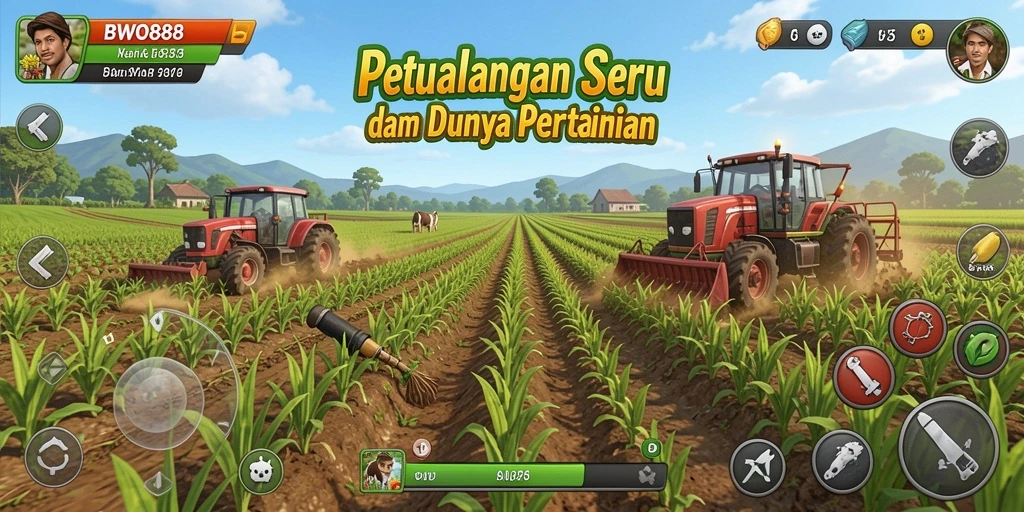 Tangkapan layar gameplay menarik dari BWO888 dengan elemen pertanian yang kaya.