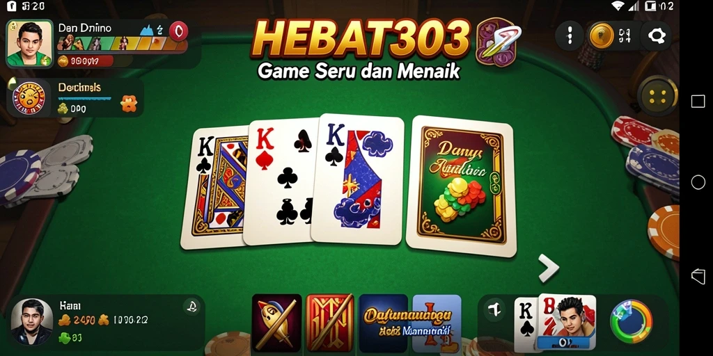 Tampilan gameplay HEBAT303 dengan grafik menarik dan interaksi bermain domino.