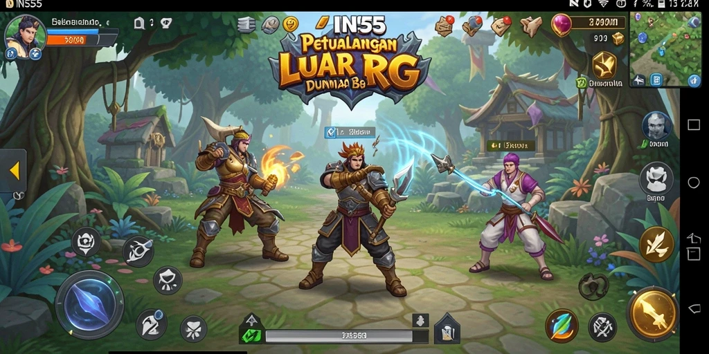 Tampilan gameplay <strong>INS55</strong> yang menawan dengan pertarungan seru di dunia RPG.