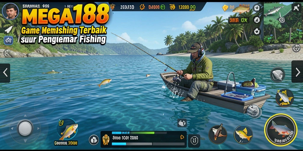 Tampilan gameplay menarik dari MEGA188 yang menunjukkan aksi memancing.