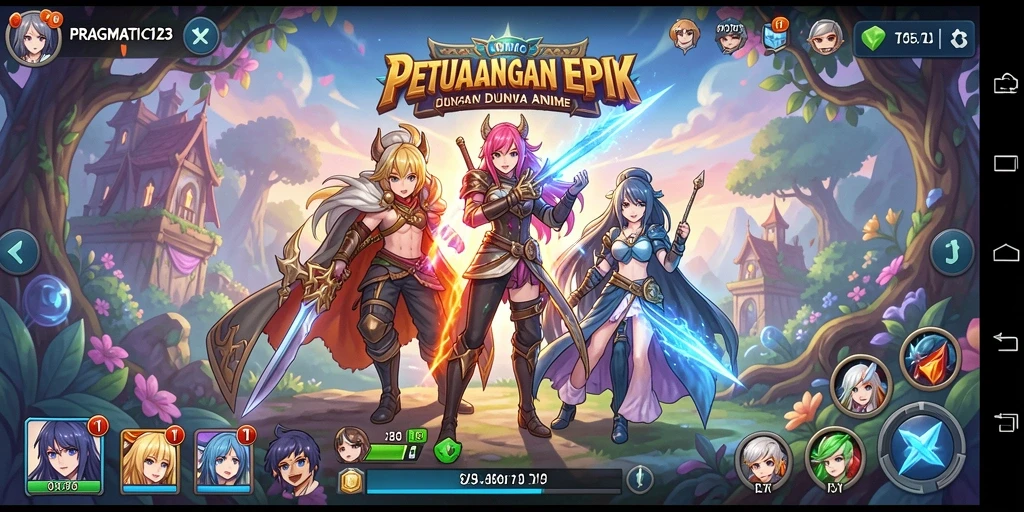 Tampilan permainan PRAGMATIC123 yang penuh warna dan action.