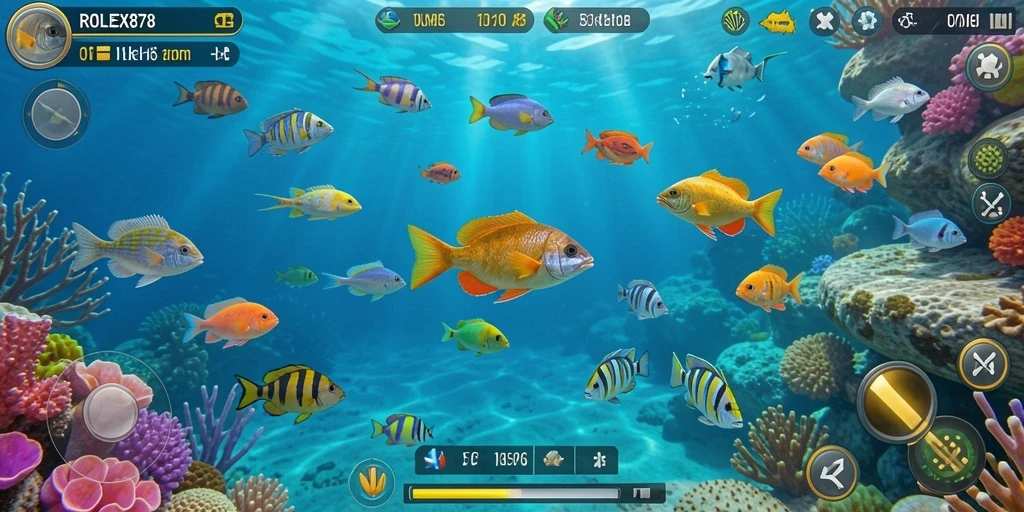 Screenshot utama ROLEX878 menampilkan momen menarik saat menangkap ikan.